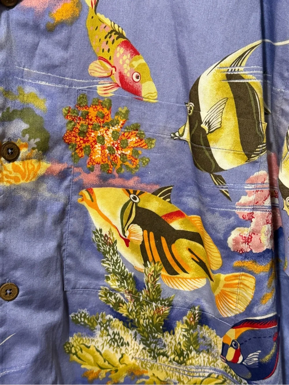VTG 90’s Patagonia Pataloha Hawaiian Fish Shirt Men’s Large Made in Portugal - Picture 4 of 6